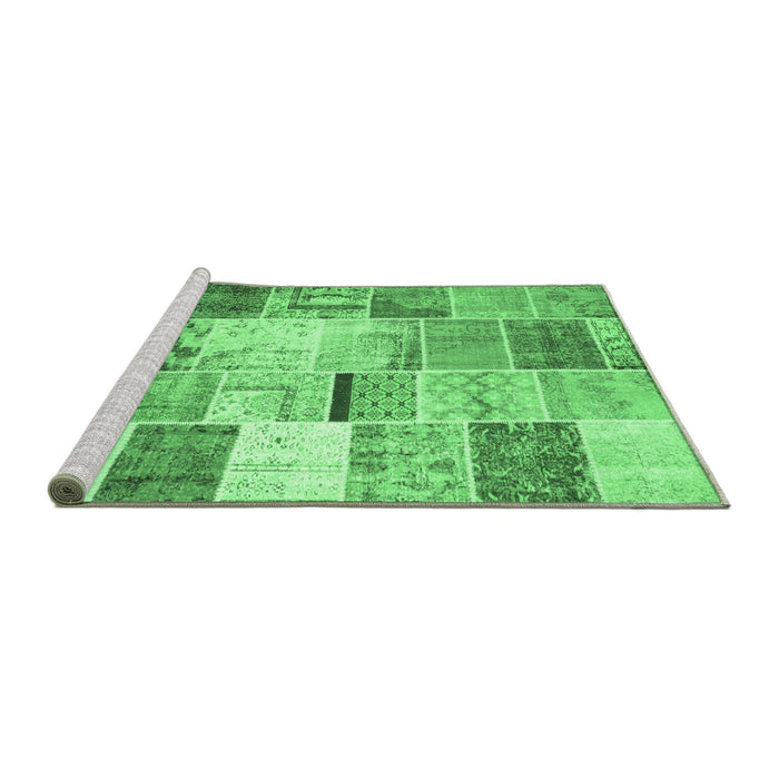 Sideview of Machine Washable Patchwork Emerald Green Transitional Area Rugs, wshtr2155emgrn