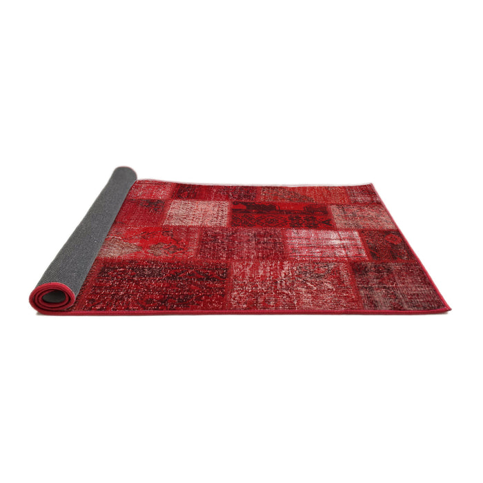 Sideview of Traditional Red Patchwork Rug, tr2156