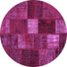 Round Patchwork Purple Transitional Rug, tr2156pur