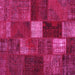 Square Patchwork Pink Transitional Rug, tr2156pnk