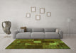 Machine Washable Patchwork Green Transitional Area Rugs in a Living Room,, wshtr2156grn