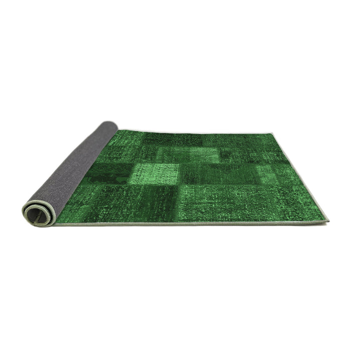 Sideview of Patchwork Emerald Green Transitional Rug, tr2156emgrn