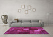 Machine Washable Patchwork Purple Transitional Area Rugs in a Living Room, wshtr2156pur