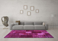 Machine Washable Patchwork Purple Transitional Rug, wshtr2156pur