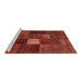 Sideview of Machine Washable Patchwork Brown Transitional Rug, wshtr2156brn