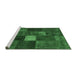 Sideview of Machine Washable Patchwork Emerald Green Transitional Area Rugs, wshtr2156emgrn