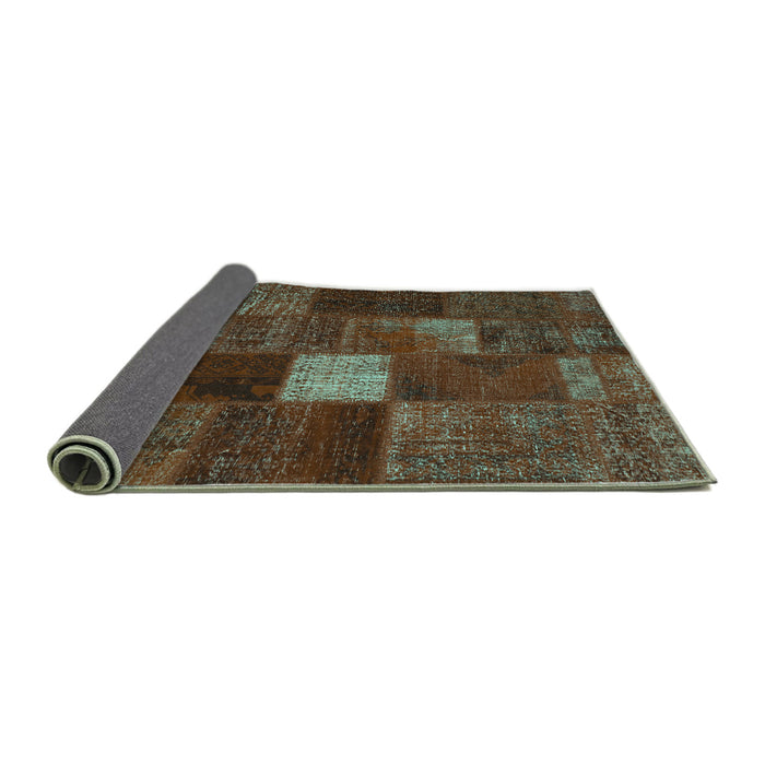 Sideview of Patchwork Turquoise Transitional Rug, tr2156turq