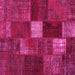 Square Machine Washable Patchwork Pink Transitional Rug, wshtr2156pnk