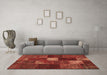 Machine Washable Patchwork Brown Transitional Rug in a Living Room,, wshtr2156brn