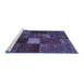 Sideview of Machine Washable Patchwork Blue Transitional Rug, wshtr2156blu