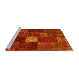 Sideview of Machine Washable Patchwork Yellow Transitional Rug, wshtr2156yw