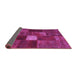 Sideview of Patchwork Purple Transitional Rug, tr2156pur