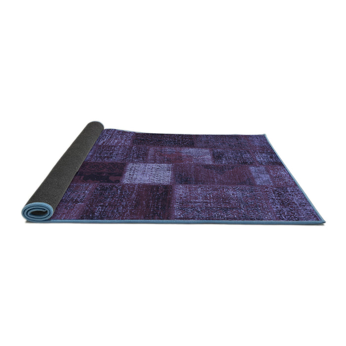 Sideview of Patchwork Blue Transitional Rug, tr2156blu