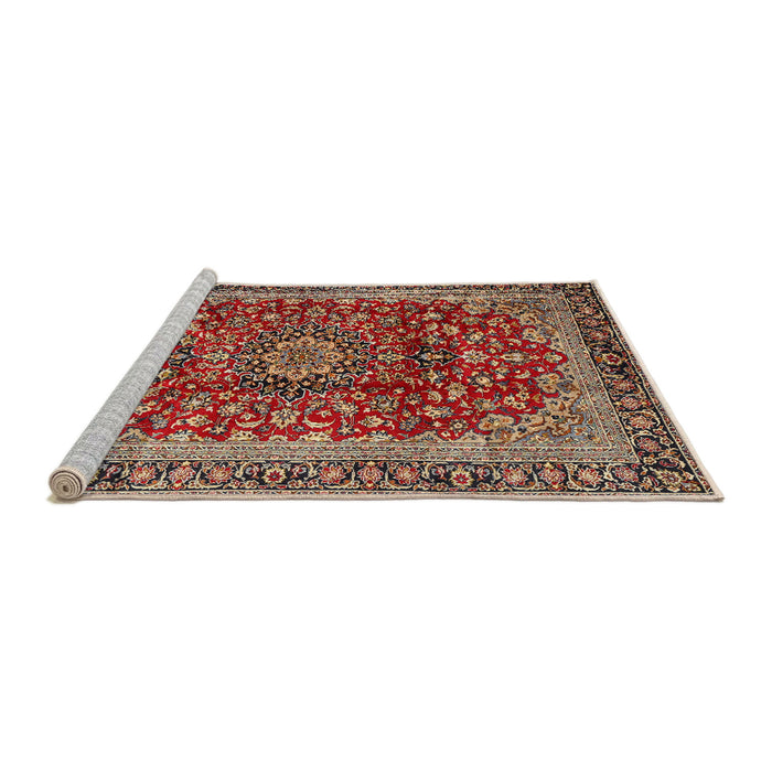 Sideview of Machine Washable Traditional Saffron Red Rug, wshtr2157