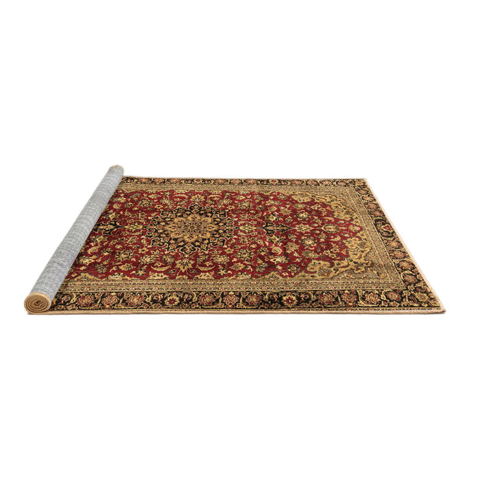Sideview of Machine Washable Medallion Brown Traditional Rug, wshtr2157brn