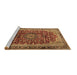 Sideview of Machine Washable Medallion Brown Traditional Rug, wshtr2157brn