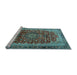 Sideview of Machine Washable Medallion Light Blue Traditional Rug, wshtr2157lblu