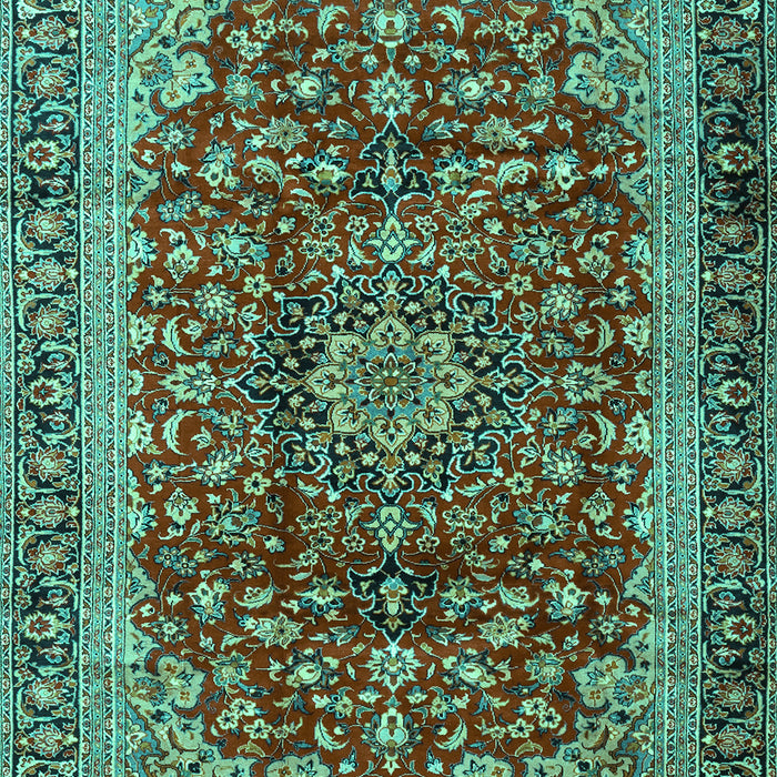 Machine Washable Medallion Turquoise Traditional Area Rugs, wshtr2157turq