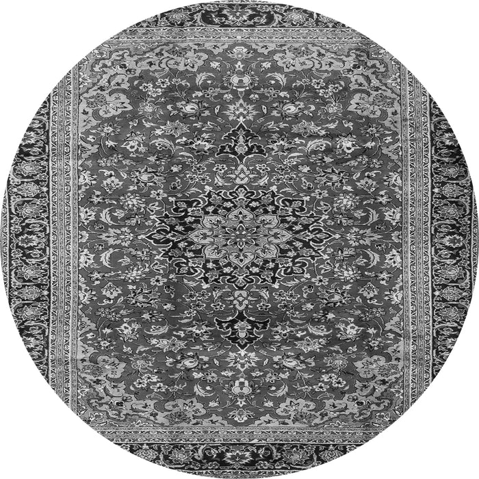 Machine Washable Medallion Gray Traditional Rug, wshtr2157gry