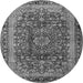 Machine Washable Medallion Gray Traditional Rug, wshtr2157gry