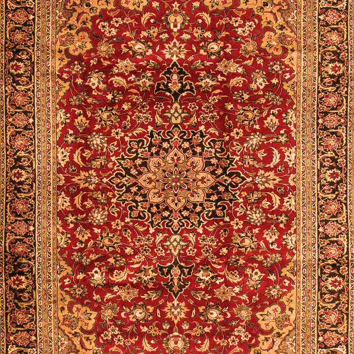 Serging Thickness of Machine Washable Medallion Orange Traditional Area Rugs, wshtr2157org