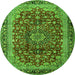 Square Medallion Green Traditional Rug, tr2157grn