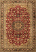 Machine Washable Medallion Brown Traditional Rug, wshtr2157brn