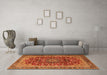 Machine Washable Medallion Orange Traditional Area Rugs in a Living Room, wshtr2157org