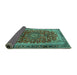 Sideview of Medallion Turquoise Traditional Rug, tr2157turq