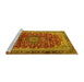 Sideview of Machine Washable Medallion Yellow Traditional Rug, wshtr2157yw