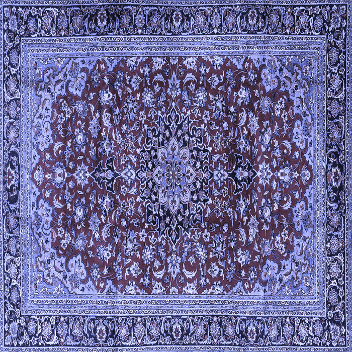 Square Machine Washable Medallion Blue Traditional Rug, wshtr2157blu