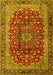 Machine Washable Medallion Yellow Traditional Rug, wshtr2157yw