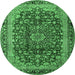 Round Medallion Emerald Green Traditional Rug, tr2157emgrn