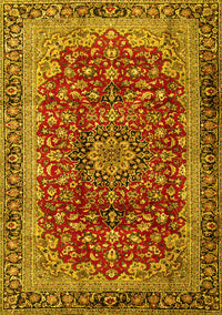 Medallion Yellow Traditional Rug, tr2157yw