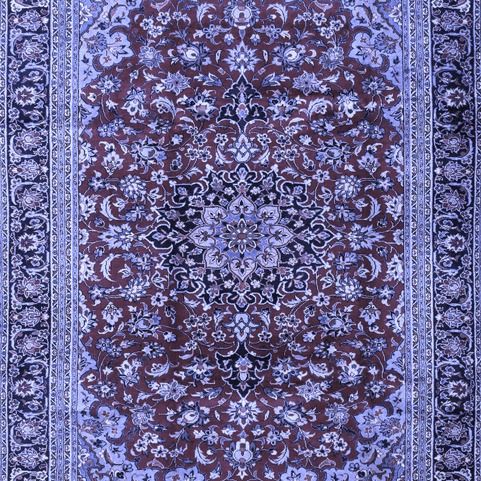 Machine Washable Medallion Blue Traditional Rug, wshtr2157blu