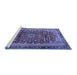 Sideview of Machine Washable Medallion Blue Traditional Rug, wshtr2157blu