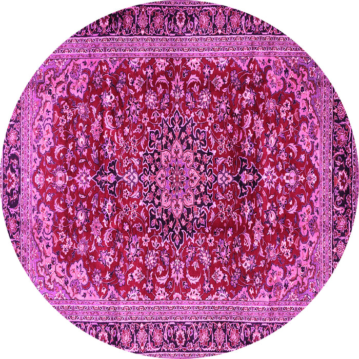 Round Medallion Pink Traditional Rug, tr2157pnk