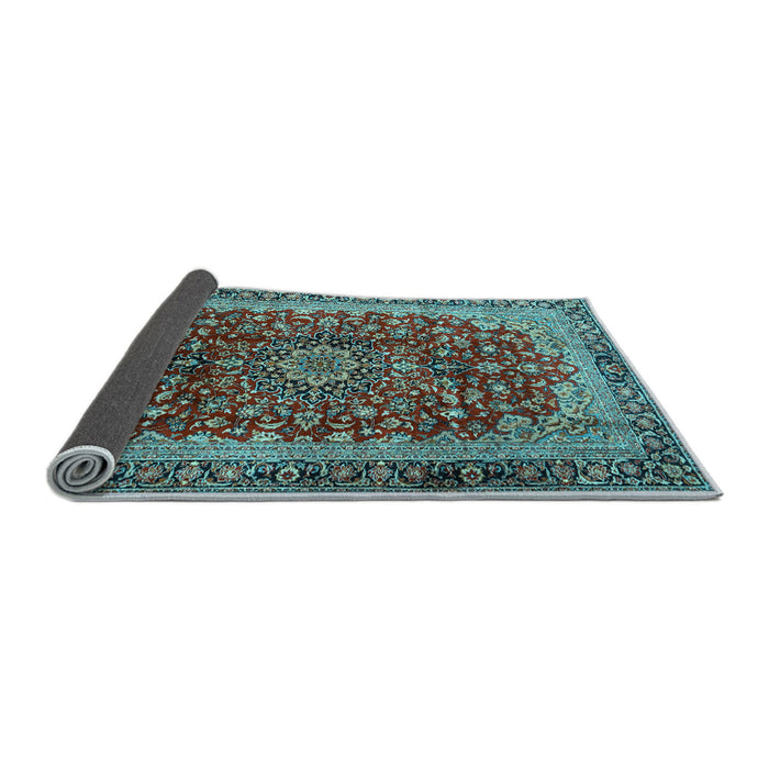 Sideview of Medallion Light Blue Traditional Rug, tr2157lblu