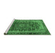 Sideview of Machine Washable Medallion Emerald Green Traditional Area Rugs, wshtr2157emgrn