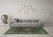 Machine Washable Persian Turquoise Traditional Area Rugs in a Living Room,, wshtr2158turq