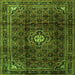 Round Machine Washable Persian Green Traditional Area Rugs, wshtr2158grn