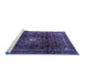 Sideview of Machine Washable Persian Blue Traditional Rug, wshtr2158blu