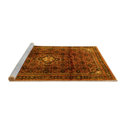 Sideview of Machine Washable Persian Yellow Traditional Rug, wshtr2158yw