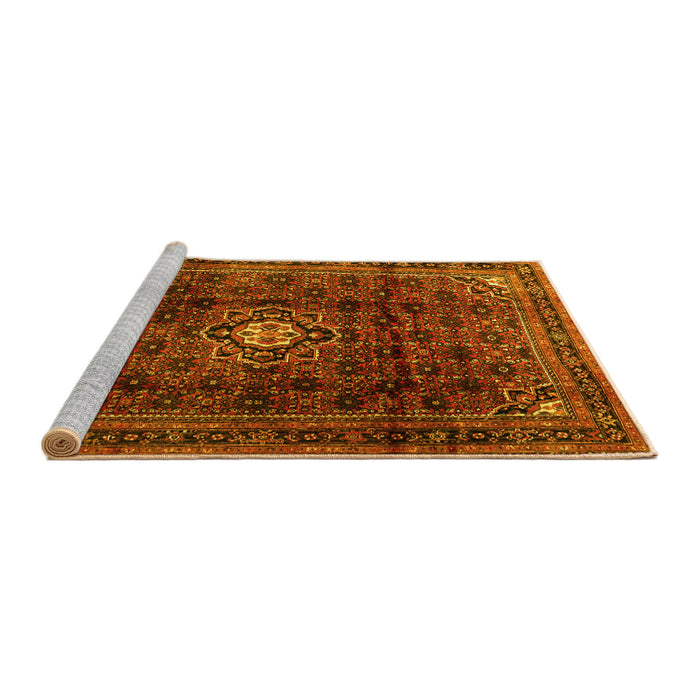 Sideview of Machine Washable Persian Yellow Traditional Rug, wshtr2158yw