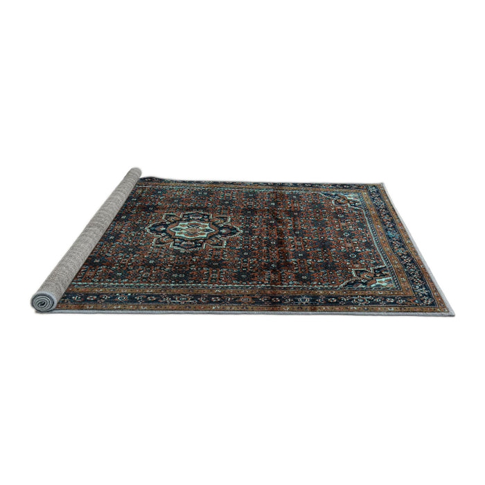 Sideview of Machine Washable Persian Light Blue Traditional Rug, wshtr2158lblu