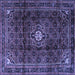 Square Machine Washable Persian Blue Traditional Rug, wshtr2158blu