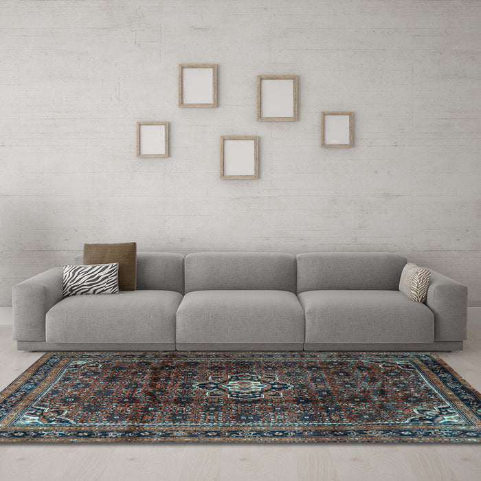 Machine Washable Persian Light Blue Traditional Rug in a Living Room, wshtr2158lblu