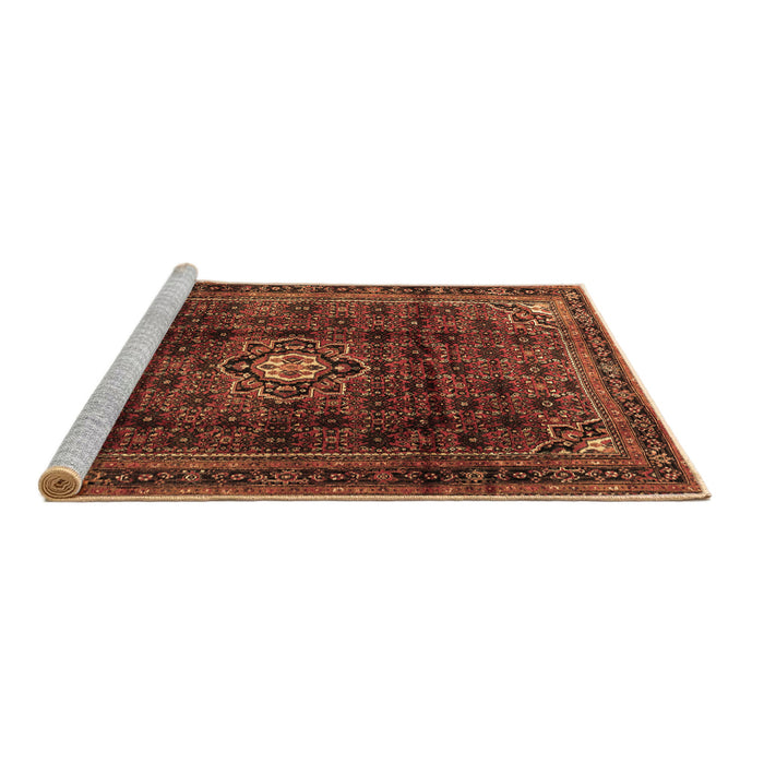 Sideview of Machine Washable Persian Brown Traditional Rug, wshtr2158brn