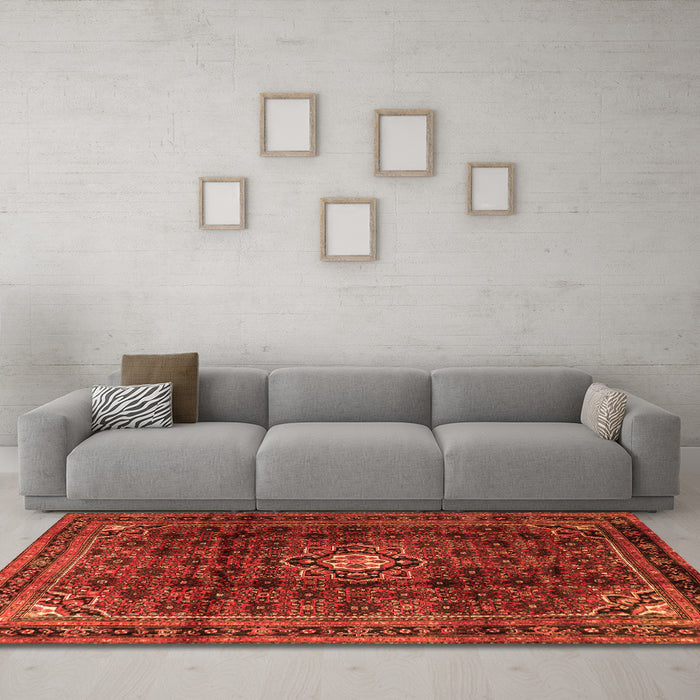 Machine Washable Persian Orange Traditional Area Rugs in a Living Room, wshtr2158org
