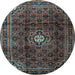 Round Machine Washable Persian Light Blue Traditional Rug, wshtr2158lblu